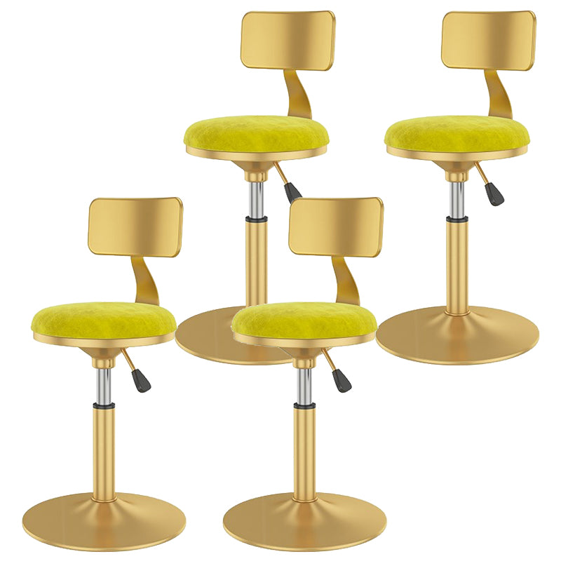 Glam Liftable Backrest Counter Stool Iron Cafe Bar Stool with Velvet Cushion and Pedal