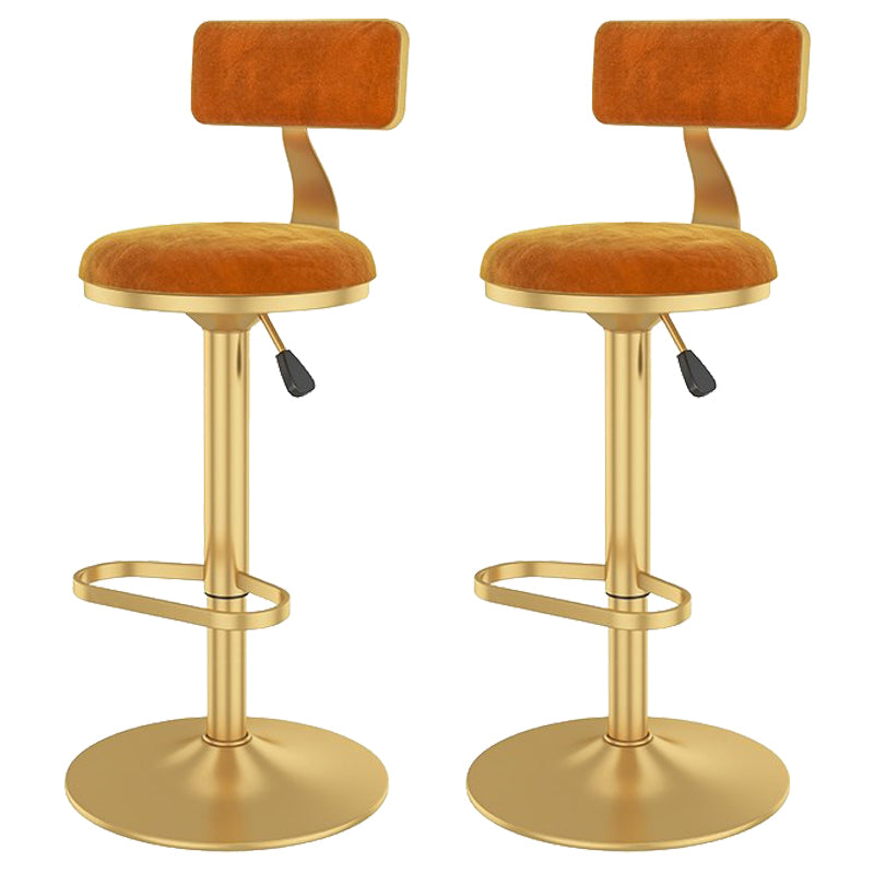 Glam Liftable Backrest Counter Stool Iron Cafe Bar Stool with Velvet Cushion and Pedal