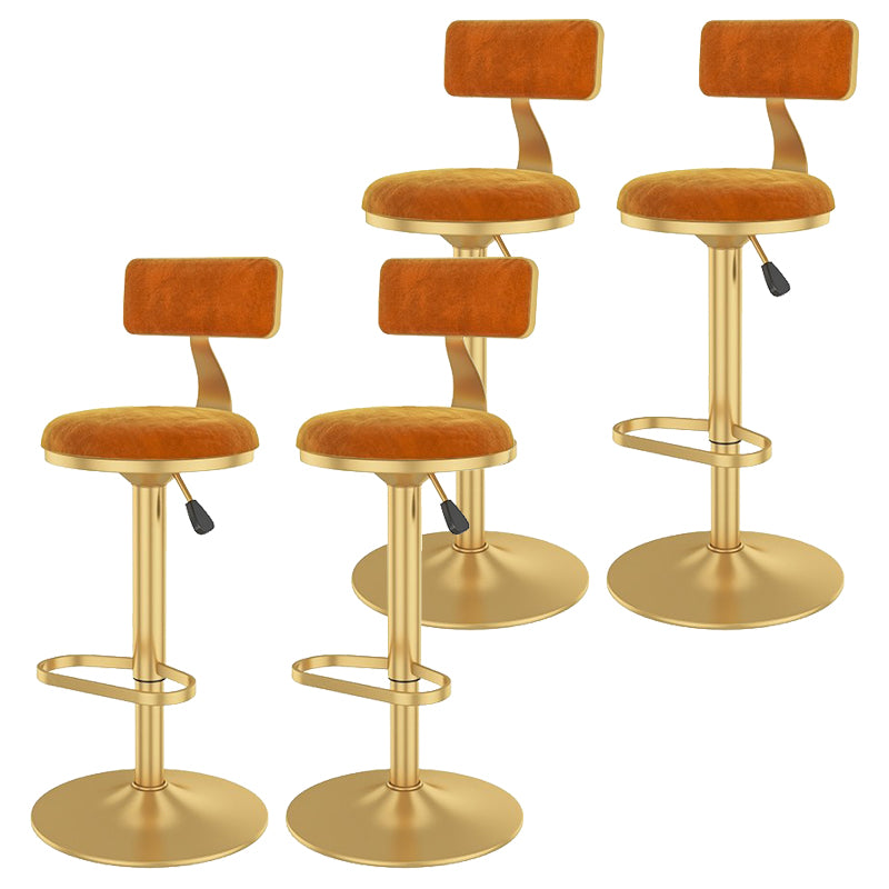 Glam Liftable Backrest Counter Stool Iron Cafe Bar Stool with Velvet Cushion and Pedal
