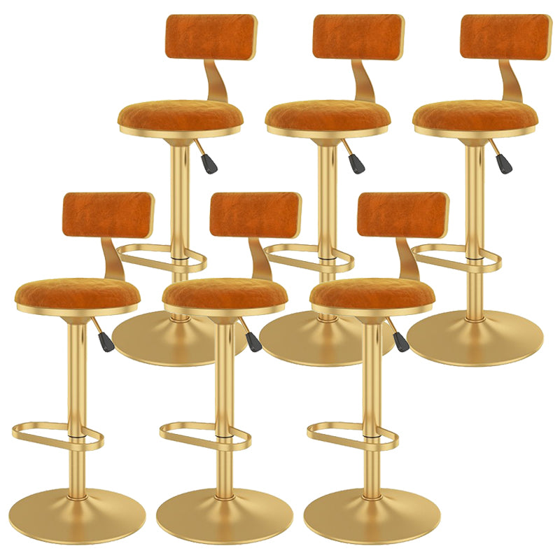 Glam Liftable Backrest Counter Stool Iron Cafe Bar Stool with Velvet Cushion and Pedal