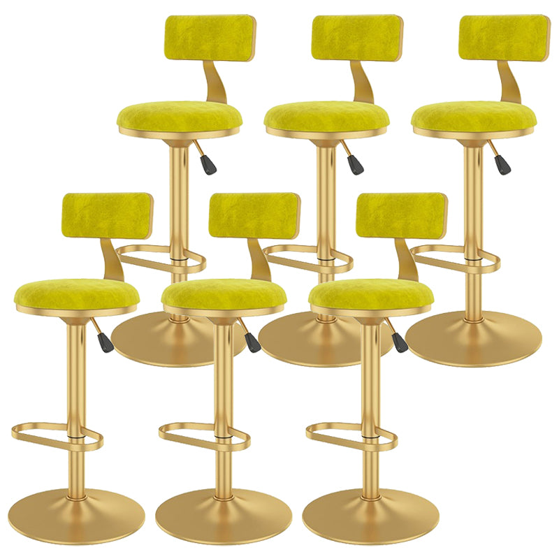 Glam Liftable Backrest Counter Stool Iron Cafe Bar Stool with Velvet Cushion and Pedal