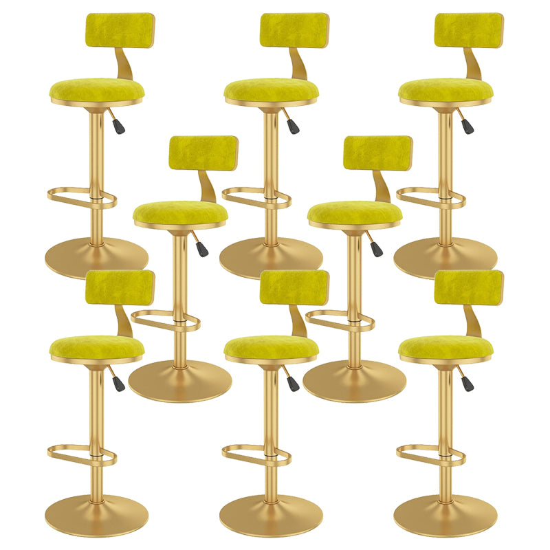 Glam Liftable Backrest Counter Stool Iron Cafe Bar Stool with Velvet Cushion and Pedal
