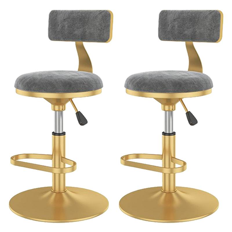Glam Liftable Backrest Counter Stool Iron Cafe Bar Stool with Velvet Cushion and Pedal