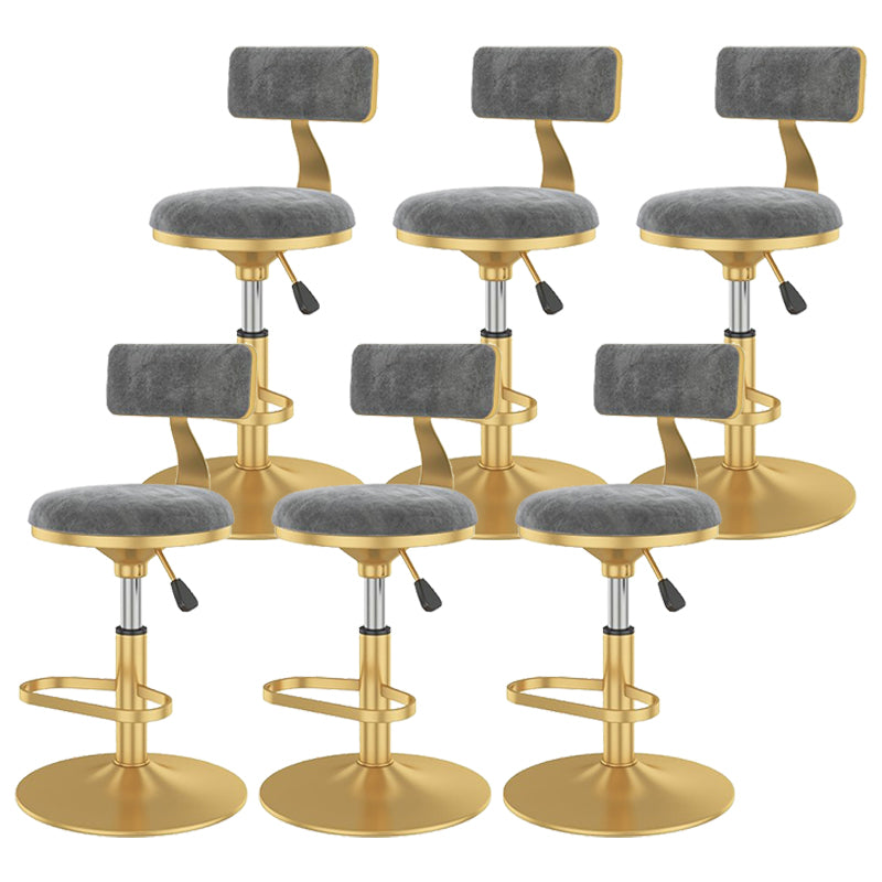 Glam Liftable Backrest Counter Stool Iron Cafe Bar Stool with Velvet Cushion and Pedal