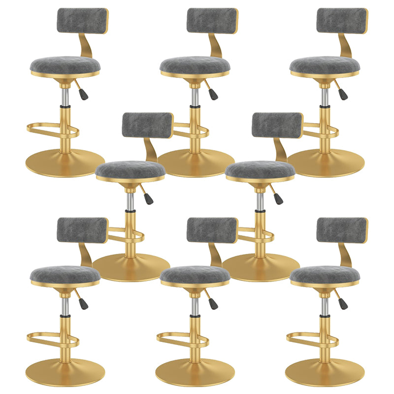Glam Liftable Backrest Counter Stool Iron Cafe Bar Stool with Velvet Cushion and Pedal