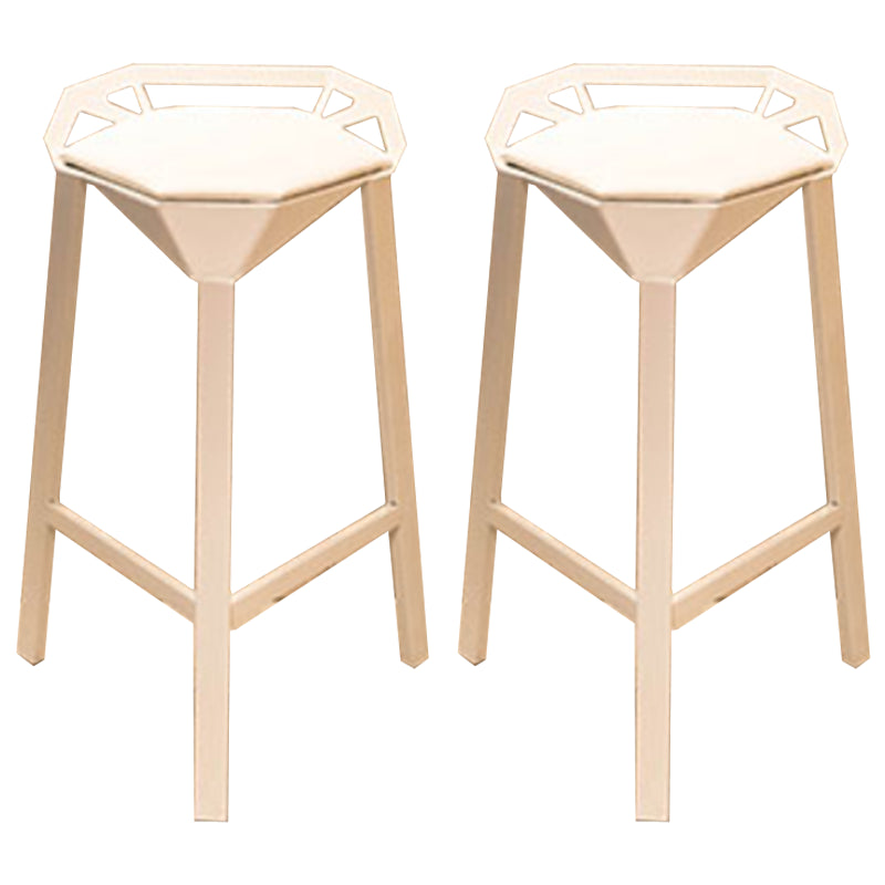 Nordic Armless Backrest Counter Stool Iron Cafe Bar Stool with Leather Cushion