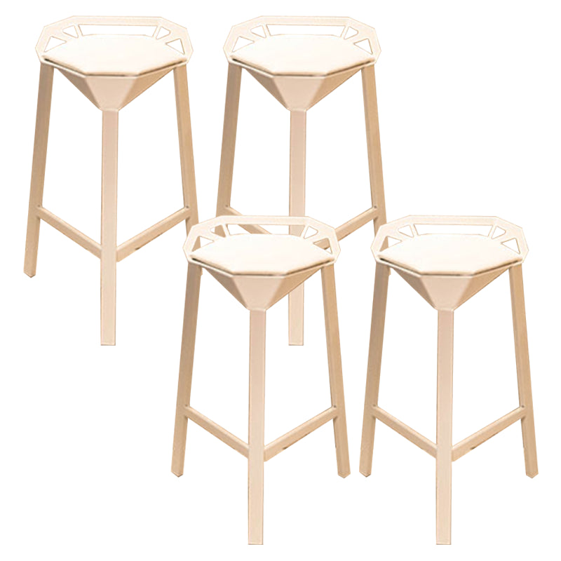 Nordic Armless Backrest Counter Stool Iron Cafe Bar Stool with Leather Cushion
