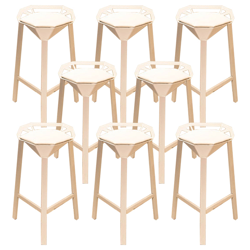 Nordic Armless Backrest Counter Stool Iron Cafe Bar Stool with Leather Cushion