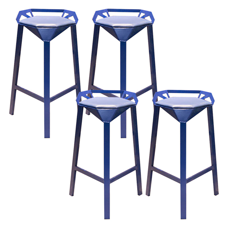 Nordic Armless Backrest Counter Stool Iron Cafe Bar Stool with Leather Cushion