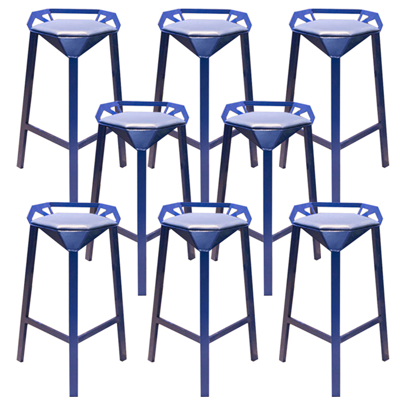 Nordic Armless Backrest Counter Stool Iron Cafe Bar Stool with Leather Cushion