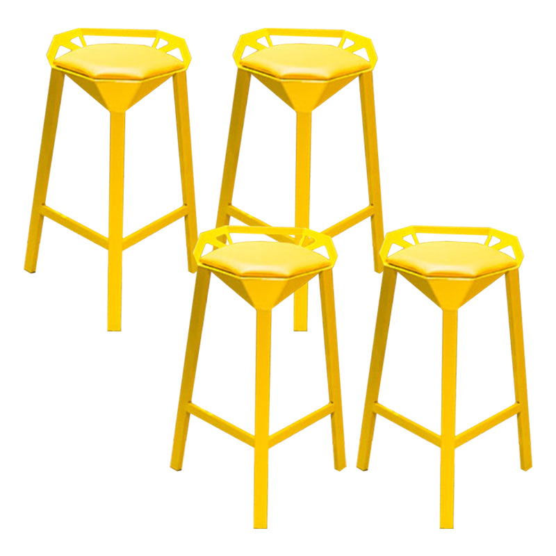 Nordic Armless Backrest Counter Stool Iron Cafe Bar Stool with Leather Cushion