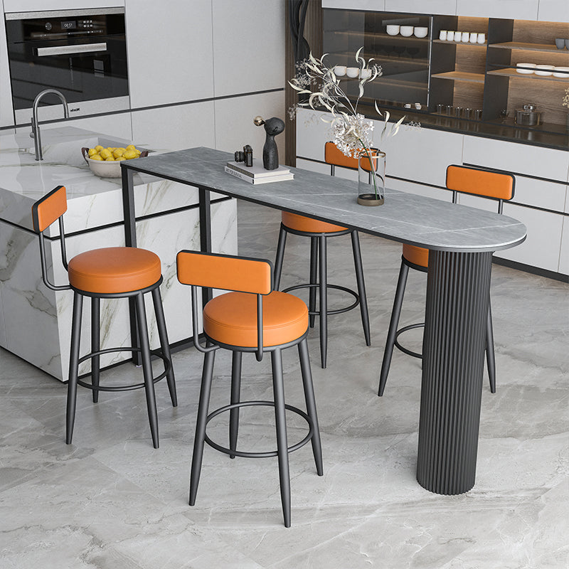 Nordic Armless Backrest Counter Stool Iron Kitchen Bar Stool with Cushion and Pedal