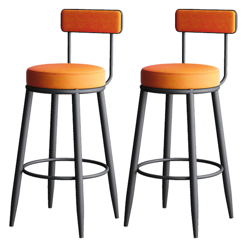 Nordic Armless Backrest Counter Stool Iron Kitchen Bar Stool with Cushion and Pedal