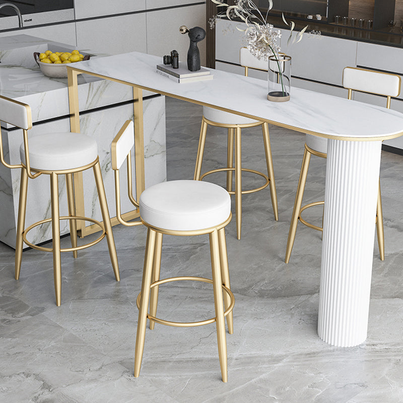 Nordic Armless Backrest Counter Stool Iron Kitchen Bar Stool with Cushion and Pedal