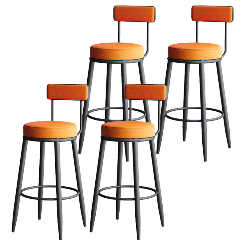 Nordic Armless Backrest Counter Stool Iron Kitchen Bar Stool with Cushion and Pedal