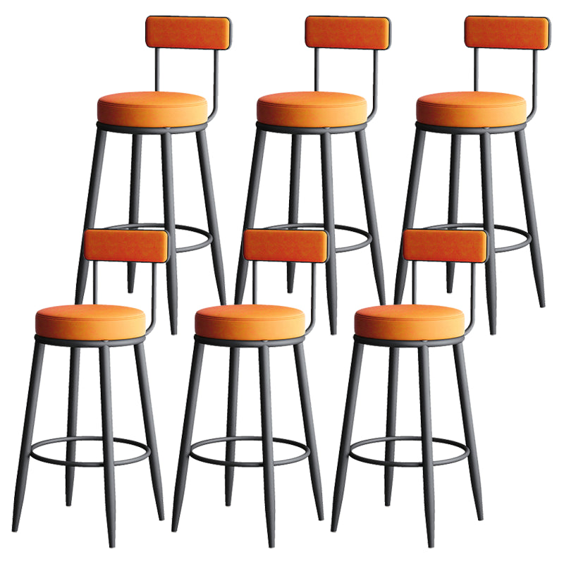 Nordic Armless Backrest Counter Stool Iron Kitchen Bar Stool with Cushion and Pedal