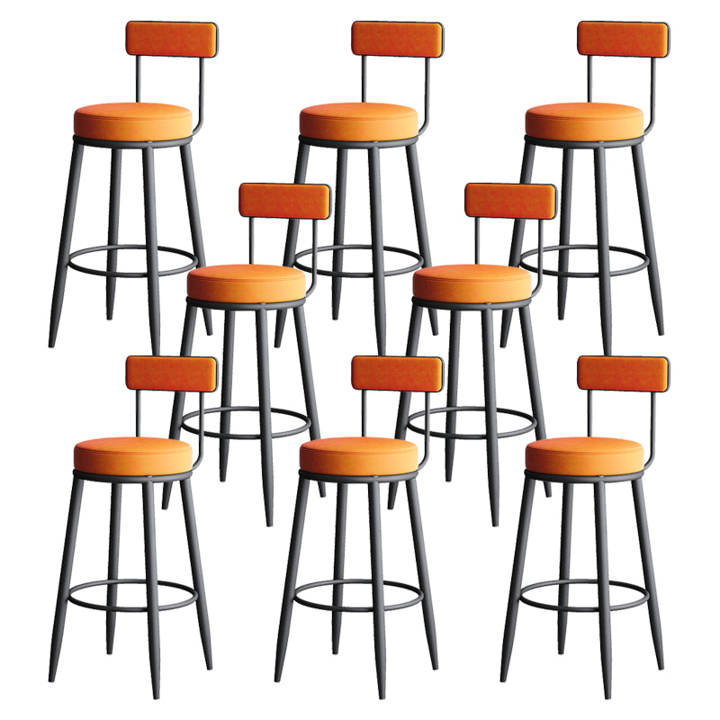 Nordic Armless Backrest Counter Stool Iron Kitchen Bar Stool with Cushion and Pedal