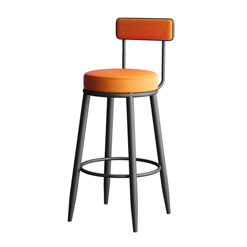 Nordic Armless Backrest Counter Stool Iron Kitchen Bar Stool with Cushion and Pedal