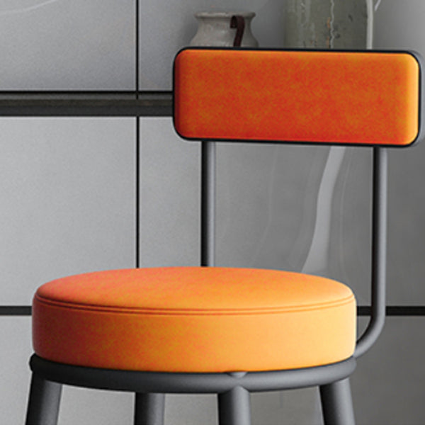 Nordic Armless Backrest Counter Stool Iron Kitchen Bar Stool with Cushion and Pedal