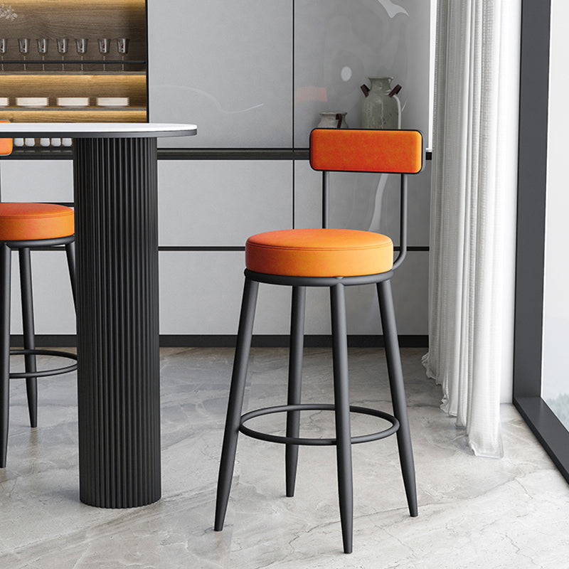 Nordic Armless Backrest Counter Stool Iron Kitchen Bar Stool with Cushion and Pedal