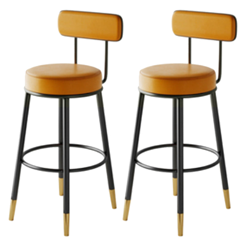 Nordic Armless Backrest Counter Stool Iron Kitchen Bar Stool with Cushion and Pedal