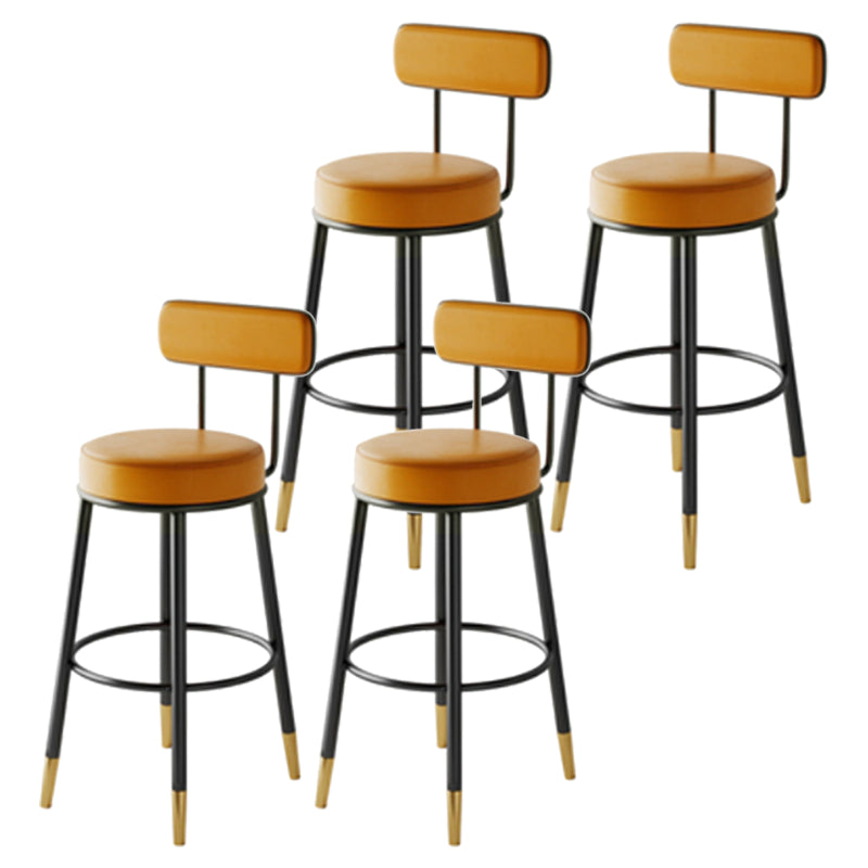 Nordic Armless Backrest Counter Stool Iron Kitchen Bar Stool with Cushion and Pedal