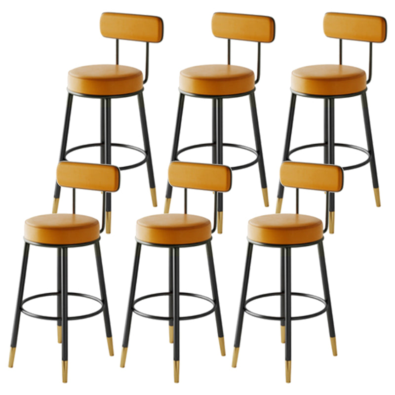 Nordic Armless Backrest Counter Stool Iron Kitchen Bar Stool with Cushion and Pedal