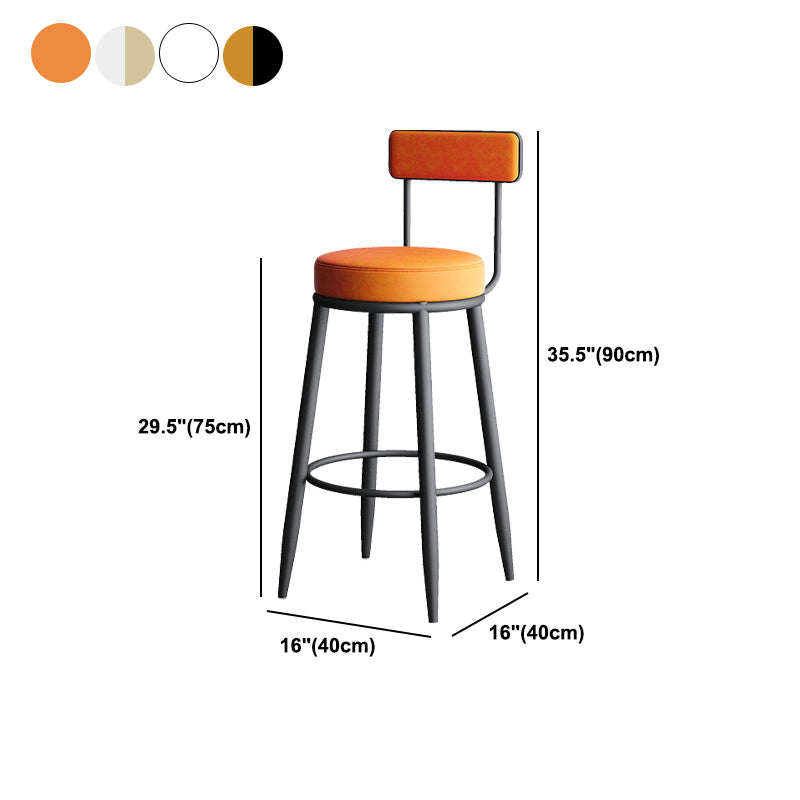 Nordic Armless Backrest Counter Stool Iron Kitchen Bar Stool with Cushion and Pedal