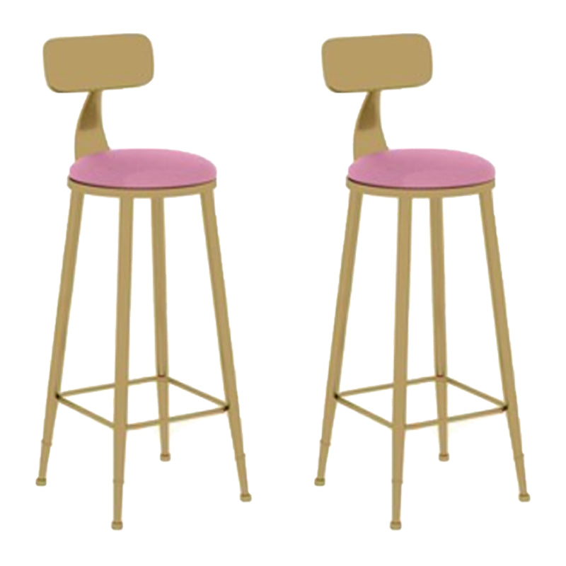 Glam Leather and Metal Counter Stool Round Low Back Bar Stool for Coffee Shop