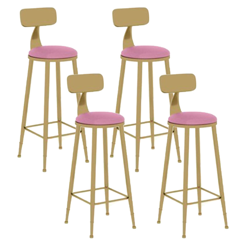 Glam Leather and Metal Counter Stool Round Low Back Bar Stool for Coffee Shop