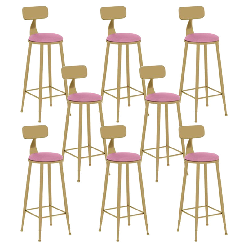 Glam Leather and Metal Counter Stool Round Low Back Bar Stool for Coffee Shop