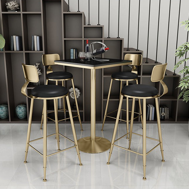 Glam Leather and Metal Counter Stool Round Low Back Bar Stool for Coffee Shop