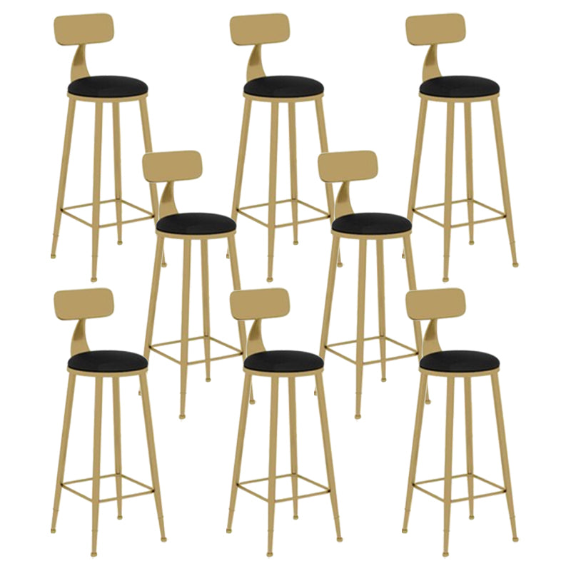 Glam Leather and Metal Counter Stool Round Low Back Bar Stool for Coffee Shop