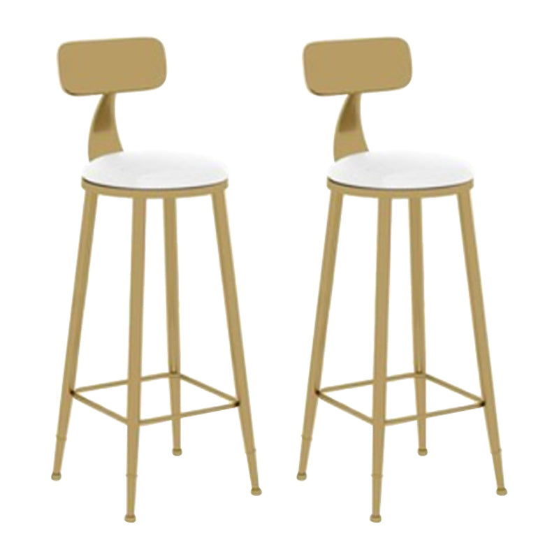 Glam Leather and Metal Counter Stool Round Low Back Bar Stool for Coffee Shop