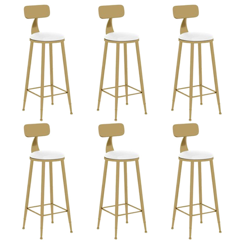 Glam Leather and Metal Counter Stool Round Low Back Bar Stool for Coffee Shop