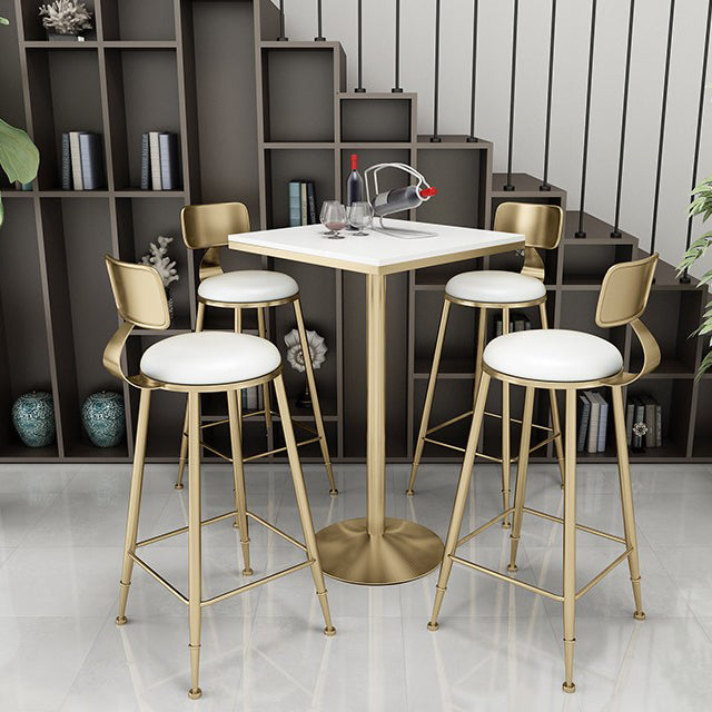Glam Leather and Metal Counter Stool Round Low Back Bar Stool for Coffee Shop