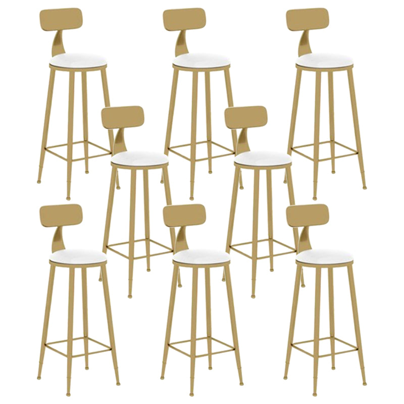 Glam Leather and Metal Counter Stool Round Low Back Bar Stool for Coffee Shop