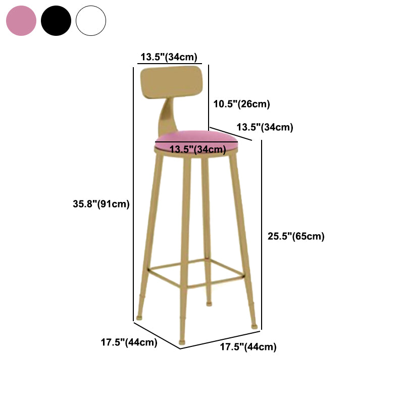 Glam Leather and Metal Counter Stool Round Low Back Bar Stool for Coffee Shop