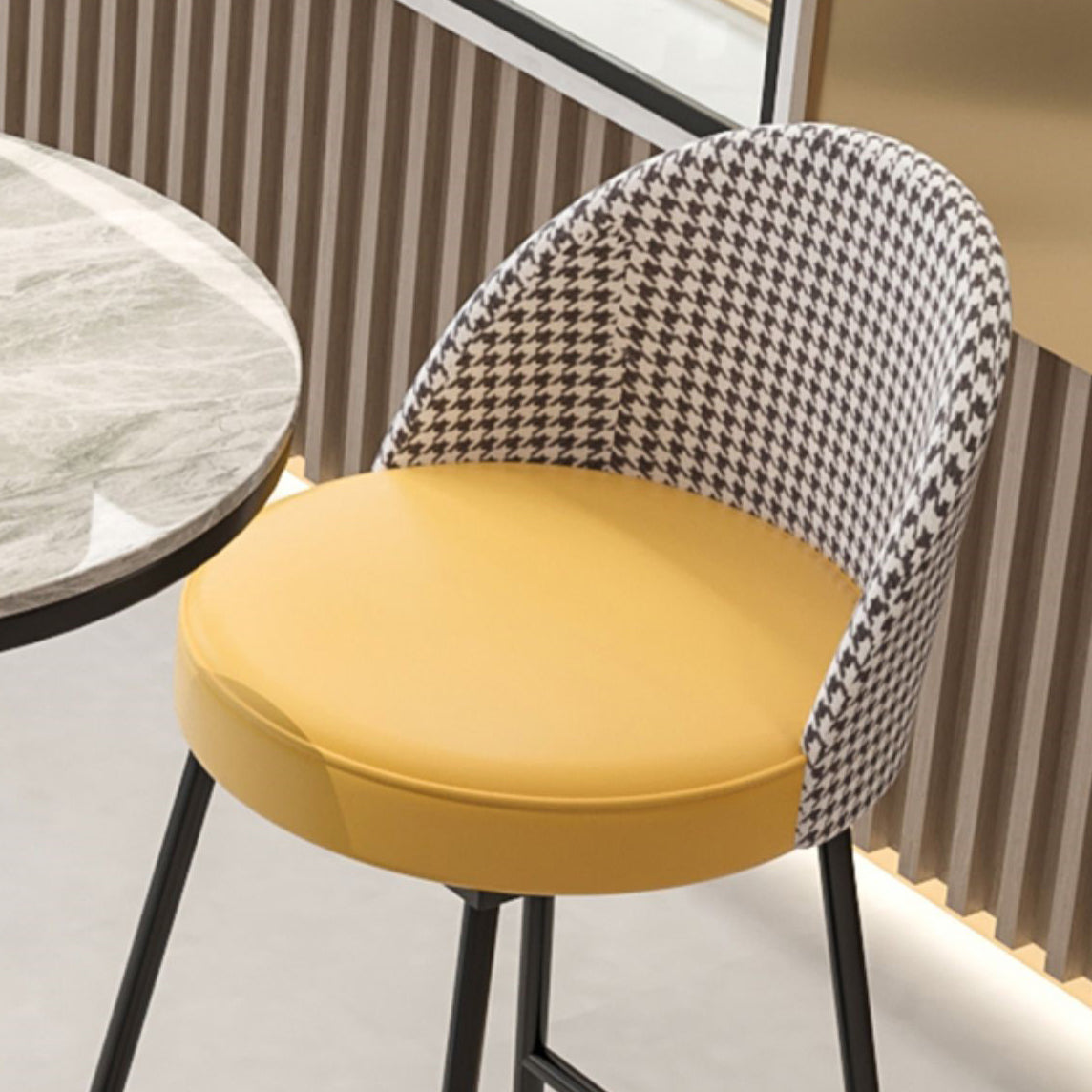 Leather Counter Stool Bucket Modern Footrest Counter & Bar Stool for Coffee Shop