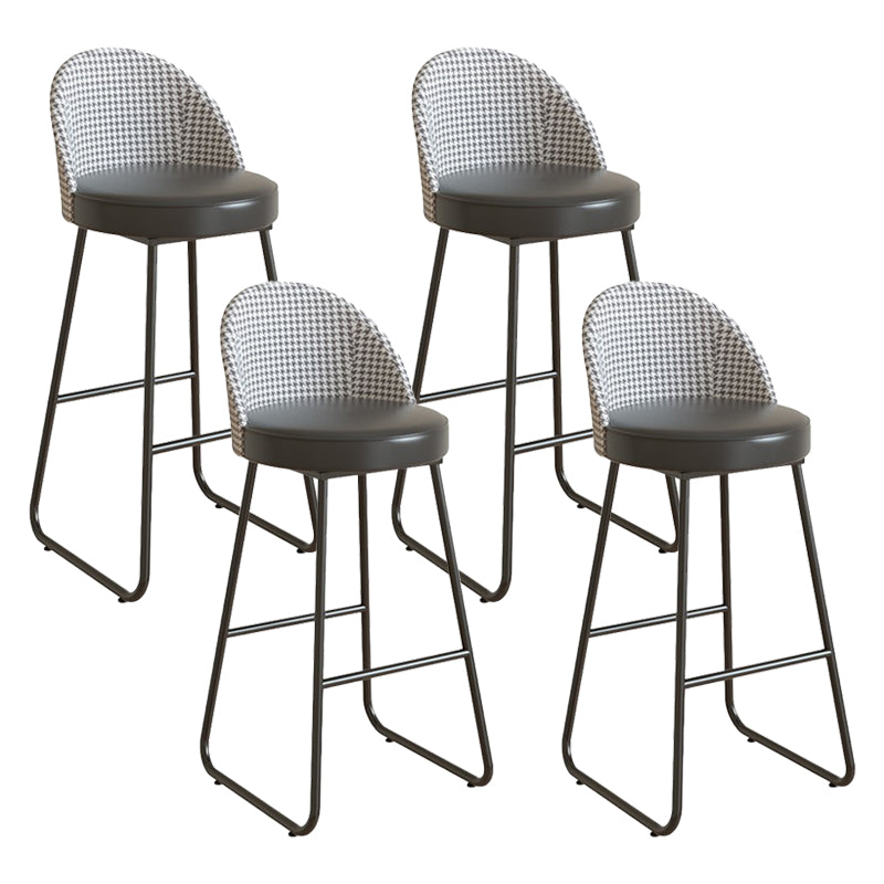 Leather Counter Stool Bucket Modern Footrest Counter & Bar Stool for Coffee Shop