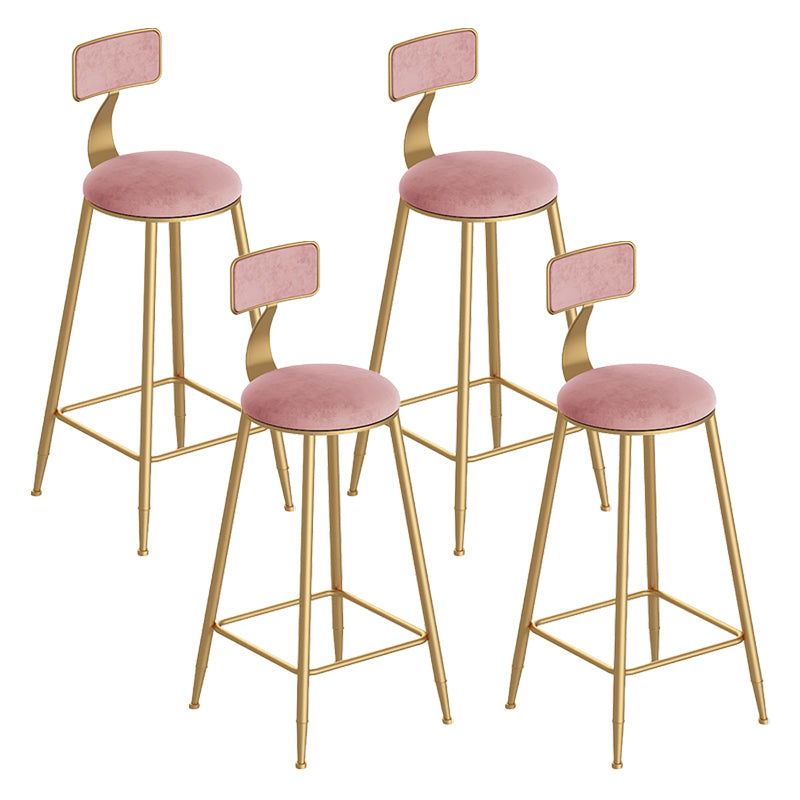 Scandinavian Footrest Counter Chair Low Back Round Upholstered Counter-height Stool