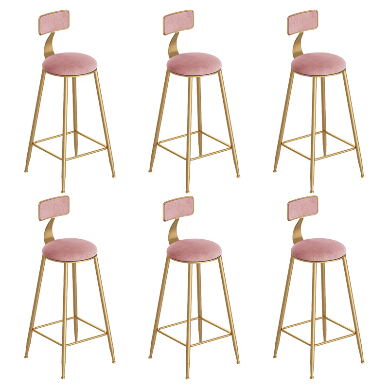 Scandinavian Footrest Counter Chair Low Back Round Upholstered Counter-height Stool