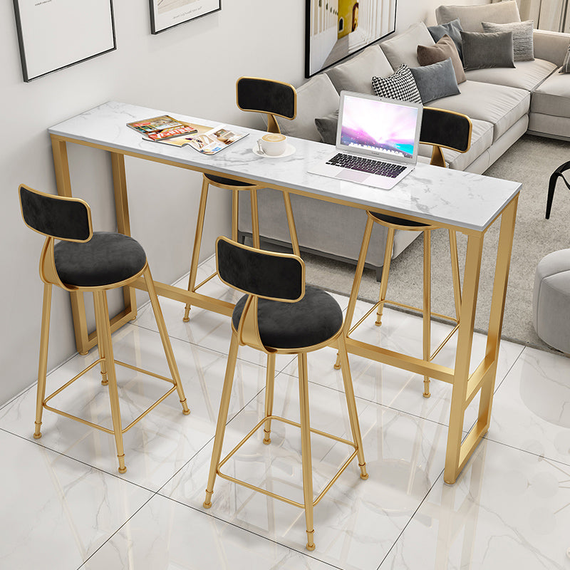 Scandinavian Footrest Counter Chair Low Back Round Upholstered Counter-height Stool