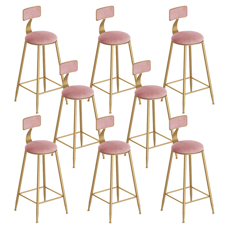 Scandinavian Footrest Counter Chair Low Back Round Upholstered Counter-height Stool