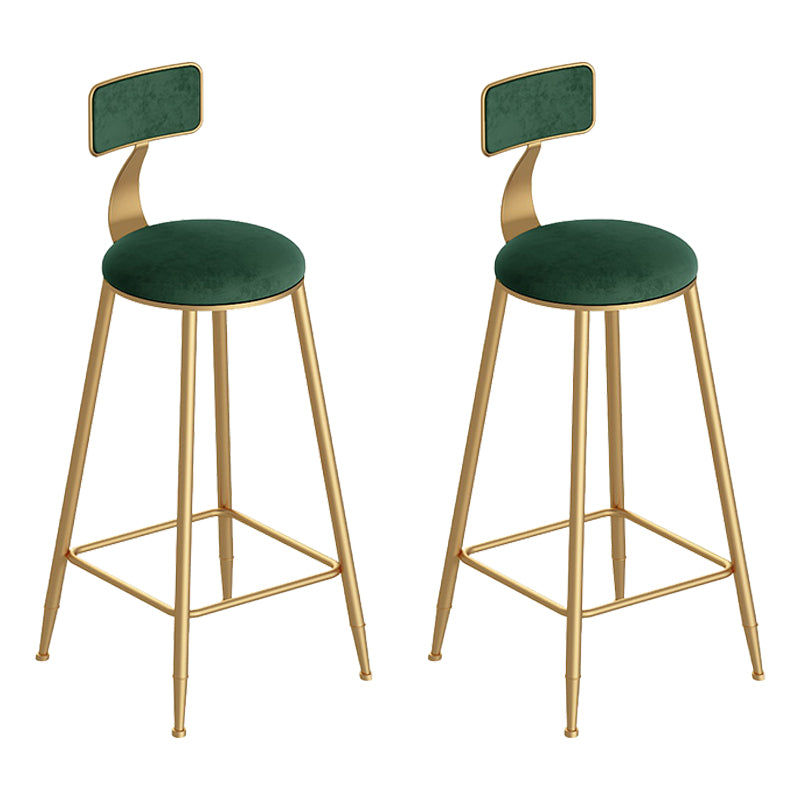 Scandinavian Footrest Counter Chair Low Back Round Upholstered Counter-height Stool