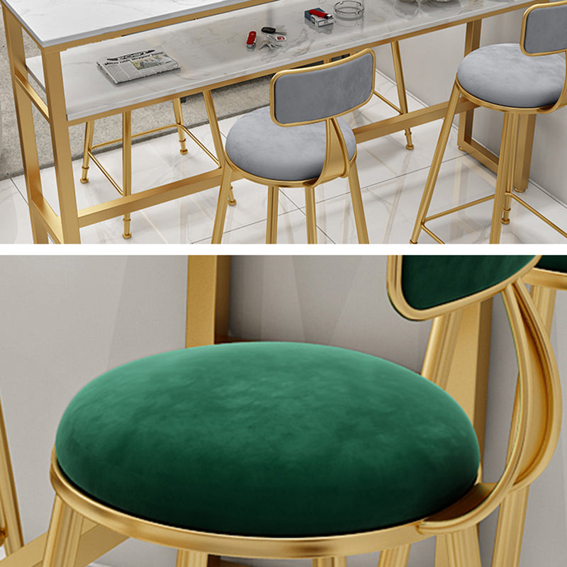 Scandinavian Footrest Counter Chair Low Back Round Upholstered Counter-height Stool