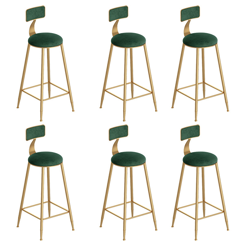 Scandinavian Footrest Counter Chair Low Back Round Upholstered Counter-height Stool