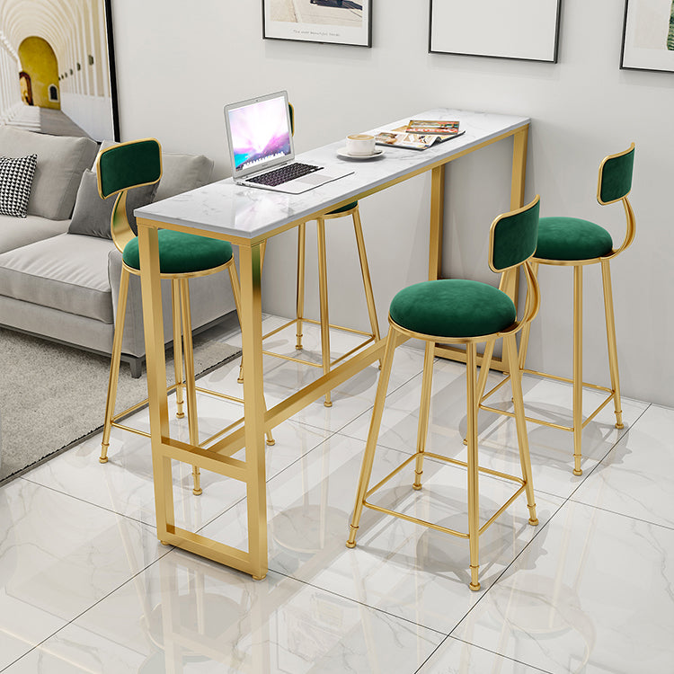 Scandinavian Footrest Counter Chair Low Back Round Upholstered Counter-height Stool