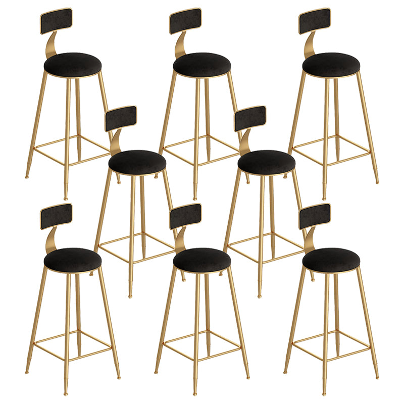 Scandinavian Footrest Counter Chair Low Back Round Upholstered Counter-height Stool