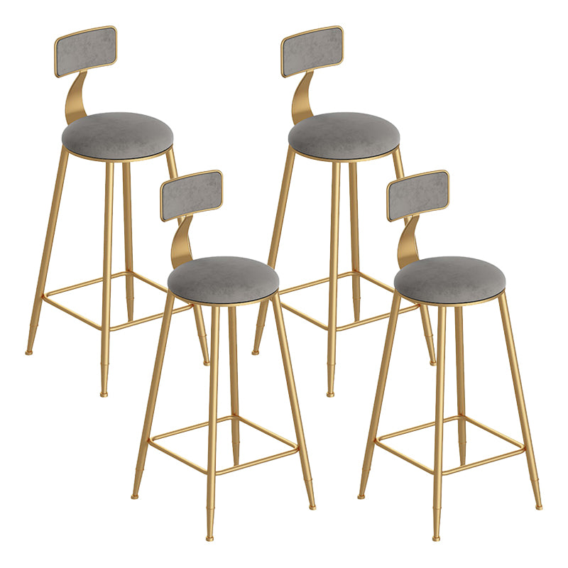 Scandinavian Footrest Counter Chair Low Back Round Upholstered Counter-height Stool